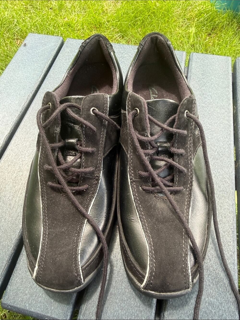 Clarks Womens Black Casual Lace-Up Shoes Size 9